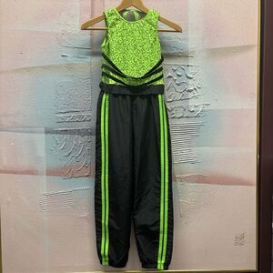 Weissman 14478 MC Black Neon Green Dance Costume Jumpsuit Hip Hop Jazz Tap Acro